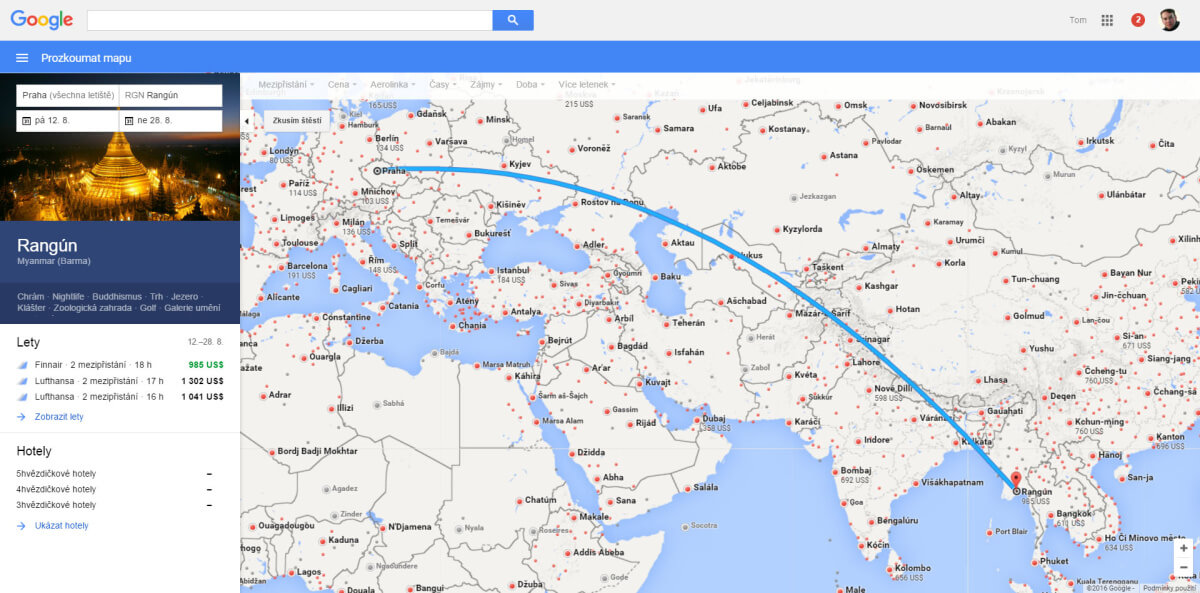 Google Flight je užitečným pomocníkem při hledání levných letenek na internetu