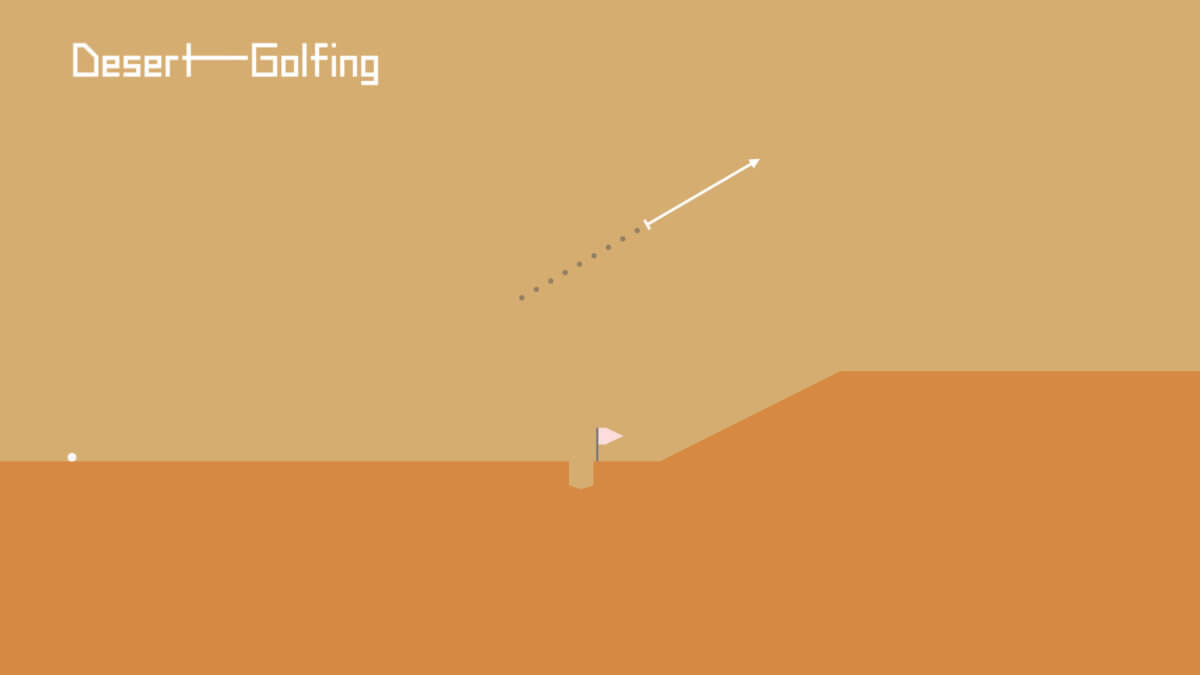 Desert Golfing - návyková sportovní hra pro Android, kde se snažíte míčkem trefit do jamky na co nejmenší počet tahů