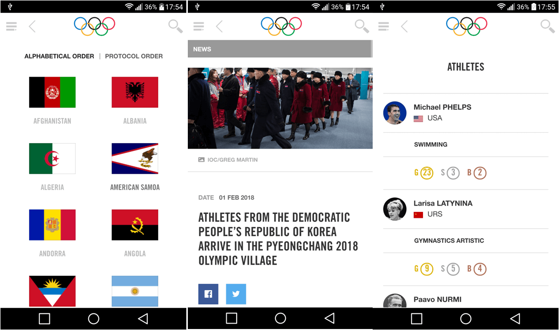 The Olympics - oficiální aplikace Zimních olympijských her slouží spíše jako doplněk