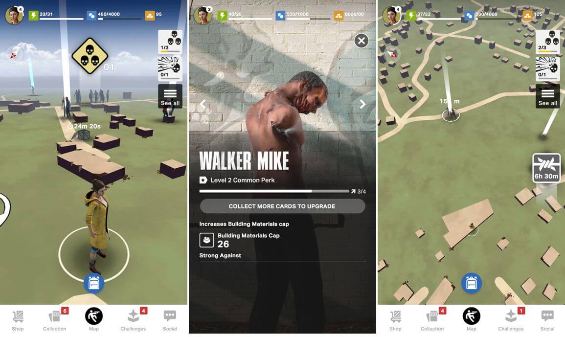 The Walking Dead: Our World - na mapě se nachází spousta misí, stačí si pro ně jenom kousek dojít